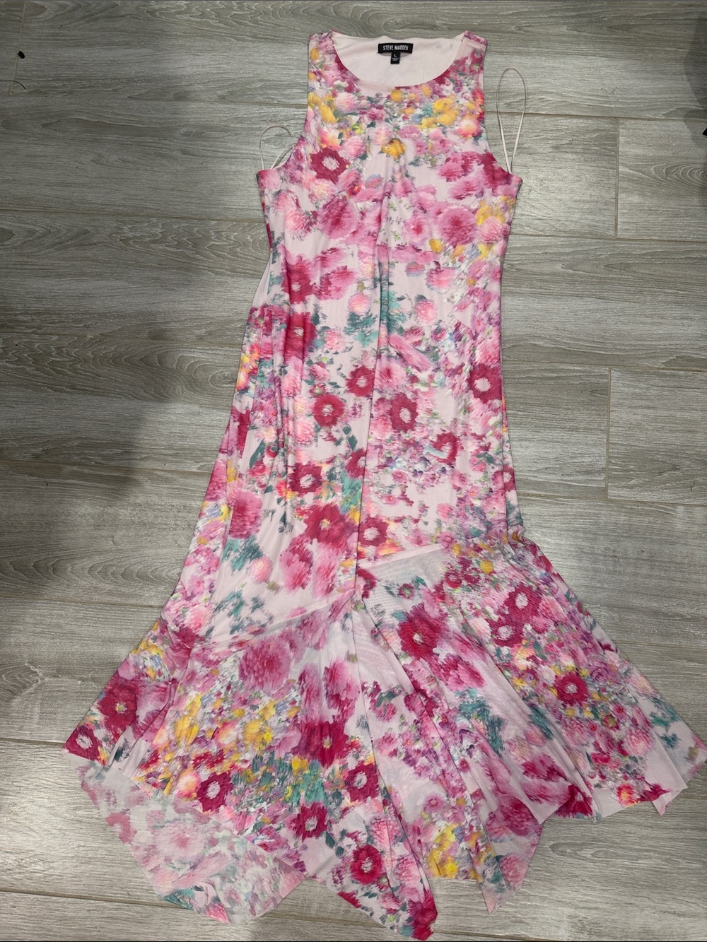 Steve Madden Pink Floral Ruffle Hem Girls' Dress L